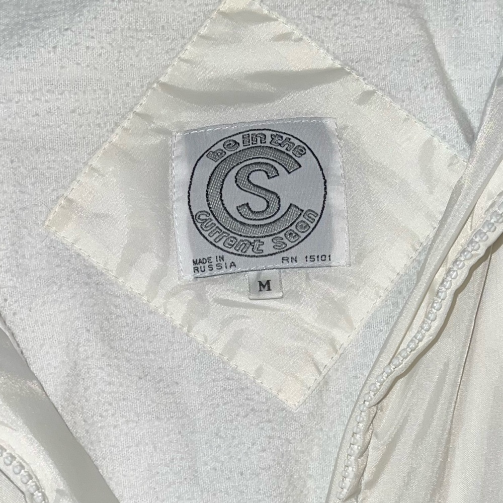 Vintage 90s White Retro Colorblock Blue Windbreaker Bomber Zip Up Jacket Size M - Picture 10 of 14